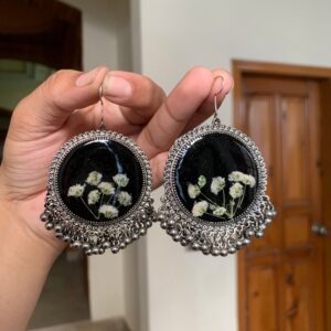 floral silver jhumky