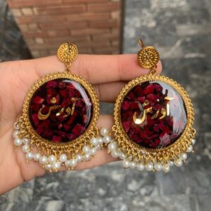 resin rose jhumky with name